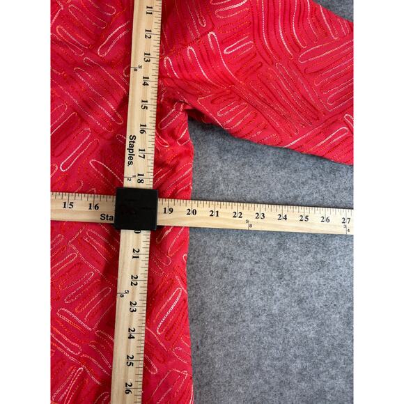 Coldwater Creek Jacket Womens Medium Red Embroidered Lined Shacket Artsy Boho - Picture 2 of 7